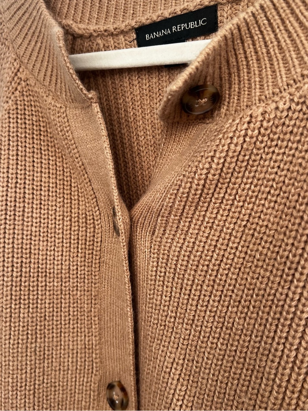 Banana Republic Tan Ribbed Button-Front Cardigan